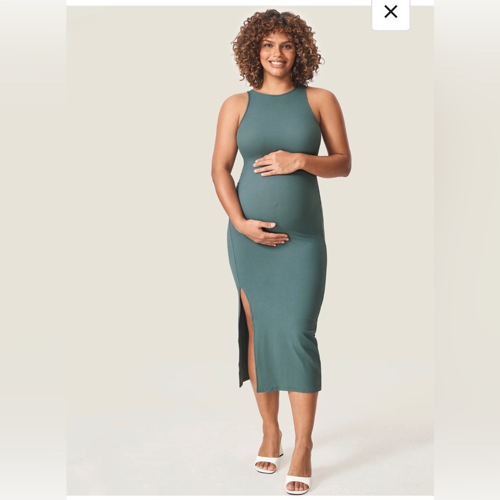NWT Momanda Halter Neck Ribbed Maternity Dress